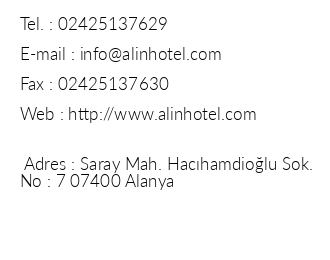 Alin Hotel iletiim bilgileri
